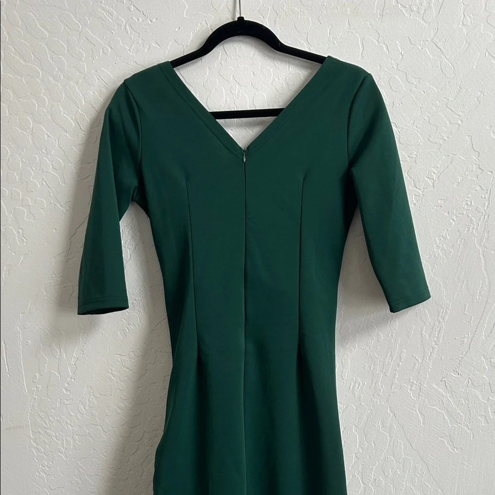 Forest Green 3/4 Sleeve Dress - Picture 6 of 7